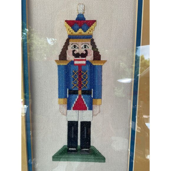 Vintage Framed Christmas Nutcracker Fiber Art Set - Picture 6 of 11